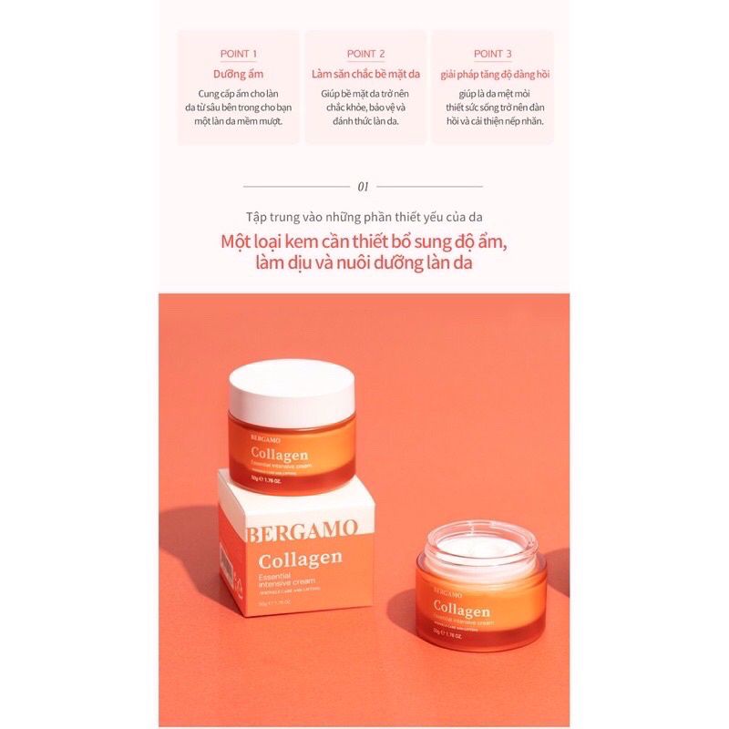 Kem Dưỡng Da Chuyên Sâu Bergamo Collagen Essential Intensive 50g BTS