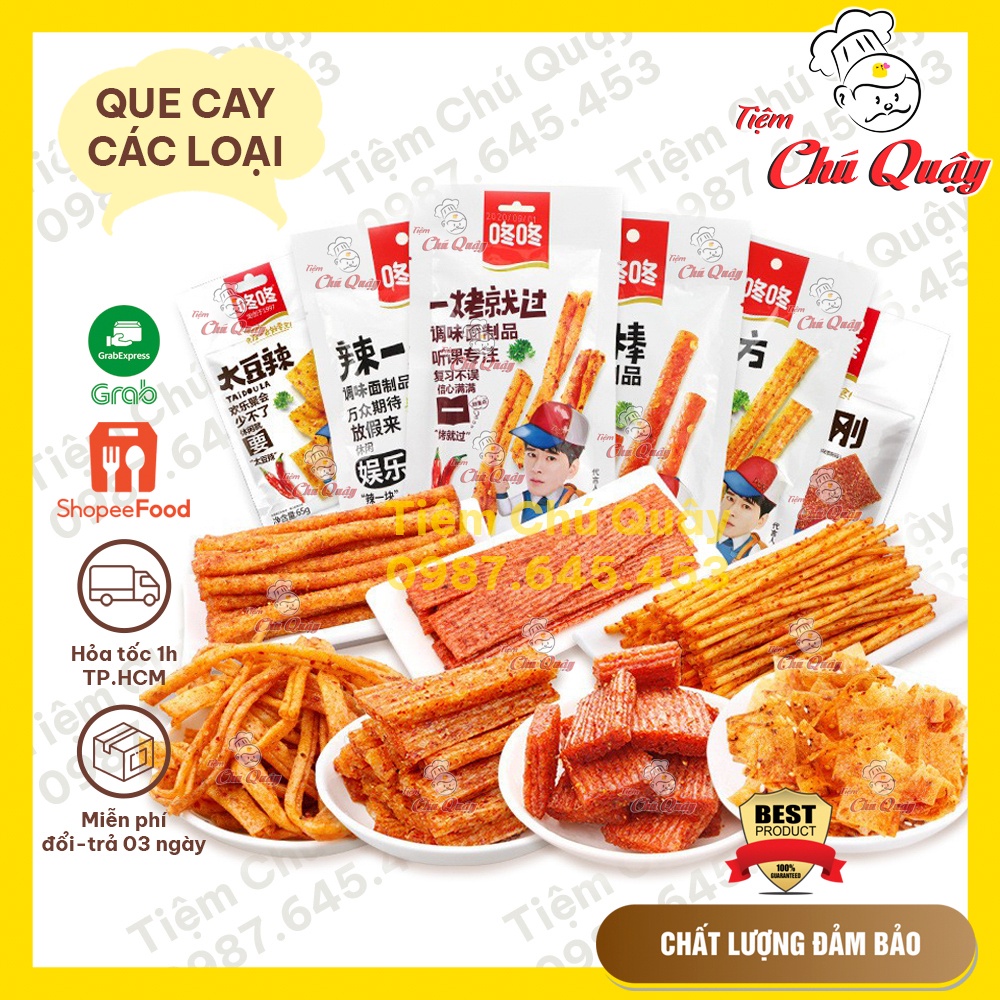 [Sale rẻ] Tổng hợp QUE CAY DONG DONG - GÂN ĐẬU CAY các loại - Đồ ăn vặt nội địa [Tiệm Chú Quậy]