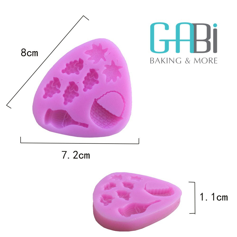 Khuôn fondant silicon hình quả nho+bình