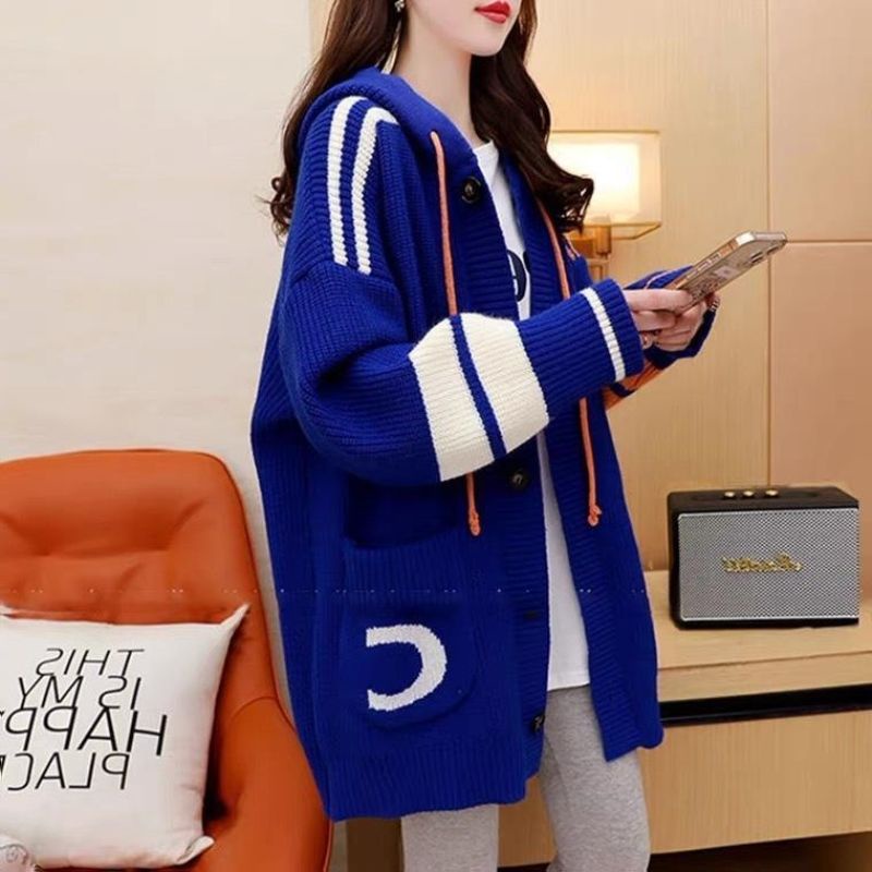 Áo Khoác Cardigan Dệt Kim Có Mũ Trùm Đầu Phong Cách Hàn Quốc Thời Trang Thu Đông Mới