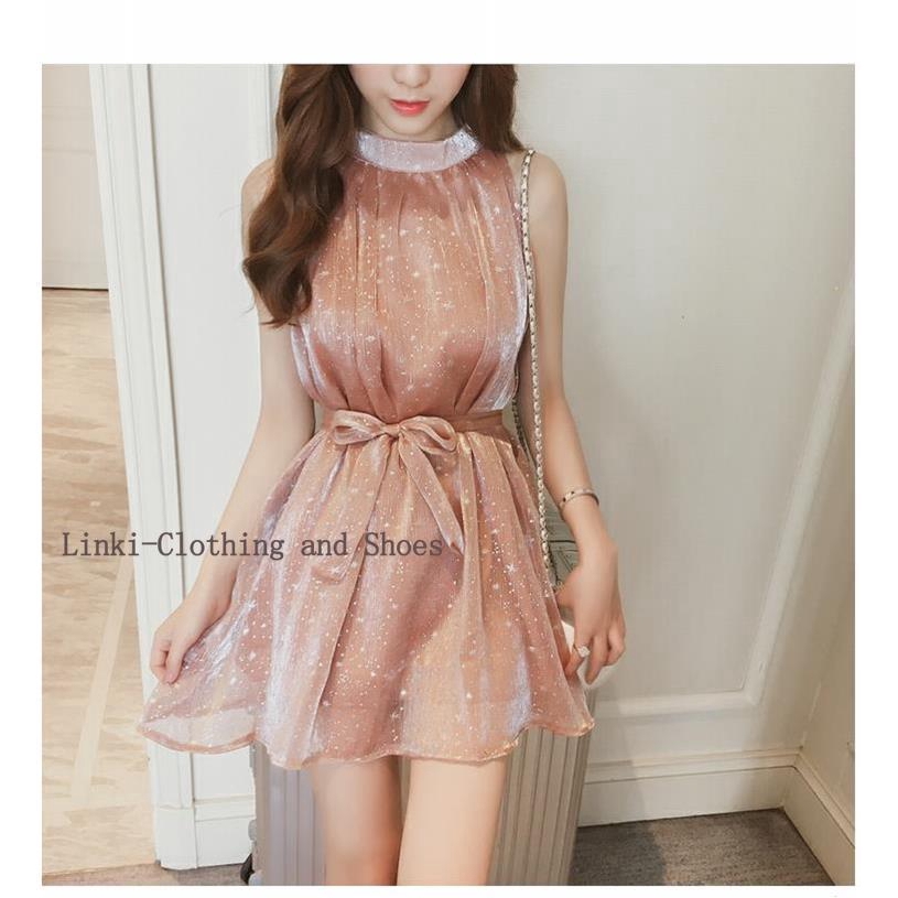 Women sleeveless bling bling party sexy mini dress