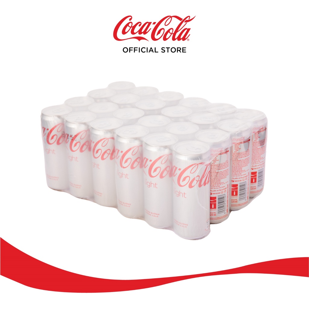 Lốc 24 Lon Nước Giải Khát Không Đường Coca-Cola Light Lon 320ml