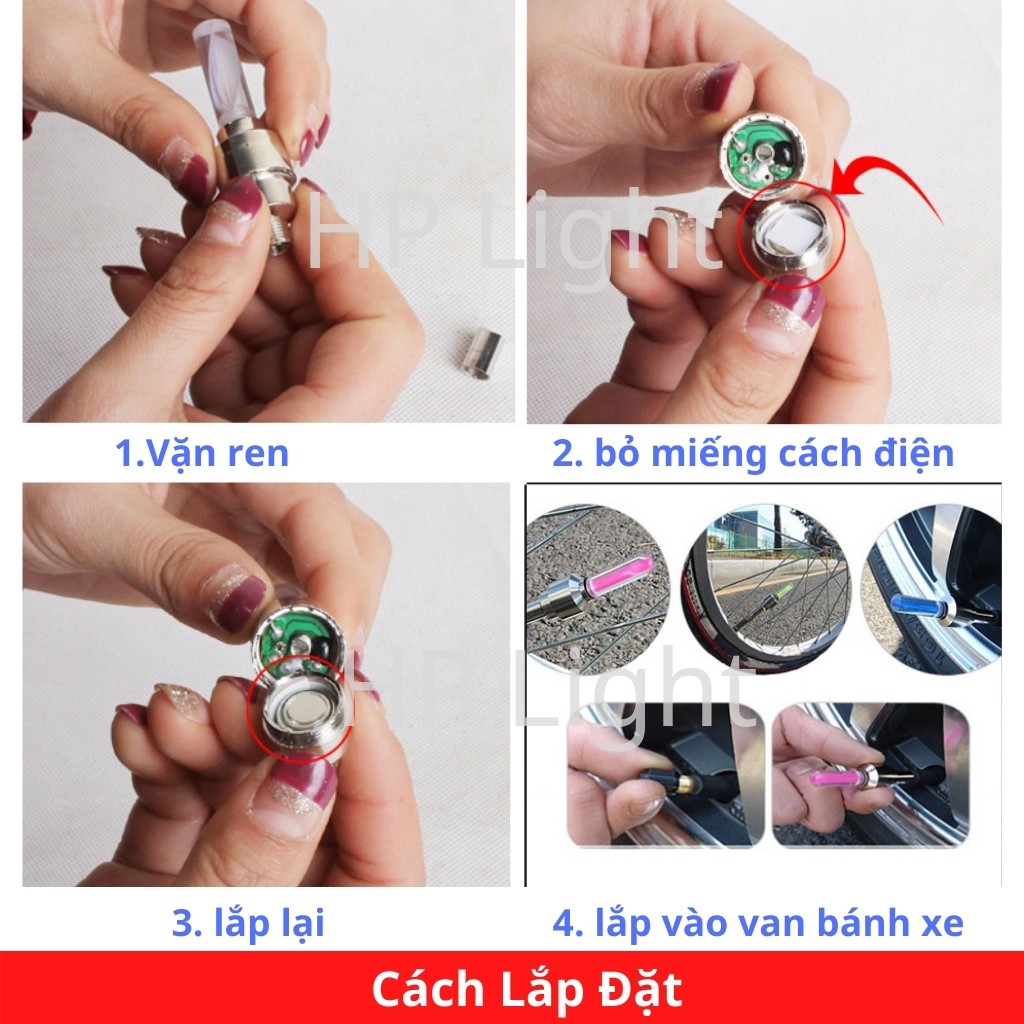 [Mã LIFEAUMAY giảm 10% tối đa 30k đơn 150k] Đèn Led Chân Van Xe Đạp Xe Máy Phát Sáng Khi Di Chuyển Siêu Đẹp