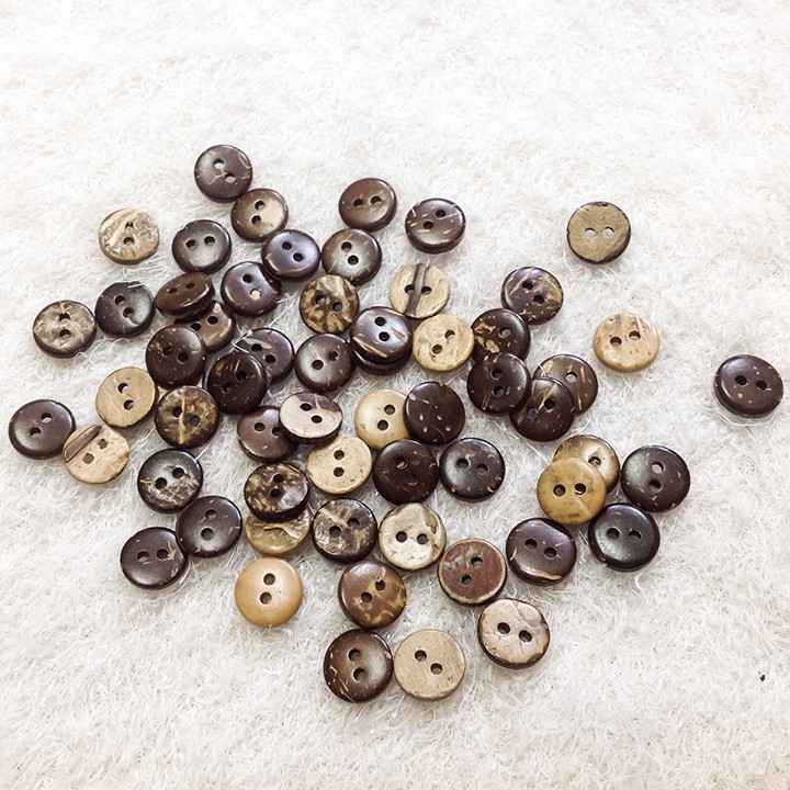 5 Nút áo gỗ khuy có vân size 1cm 1.1cm cúc đính kết áo trang trí dễ thương