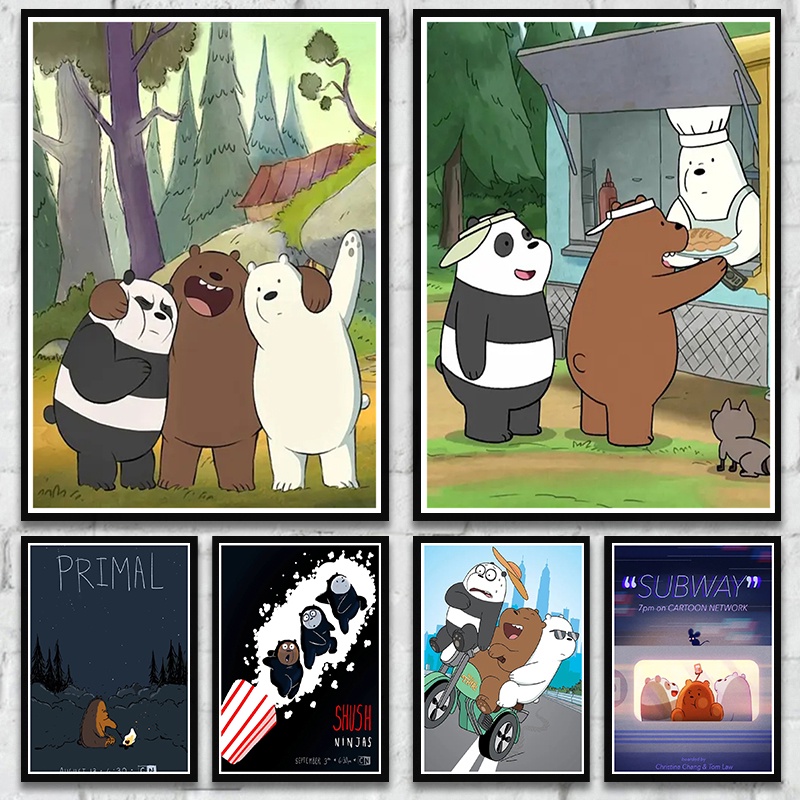Áp Phích Trang Trí Phòng Khách / Quán bar Hình we bare bears Chất Lượng Cao