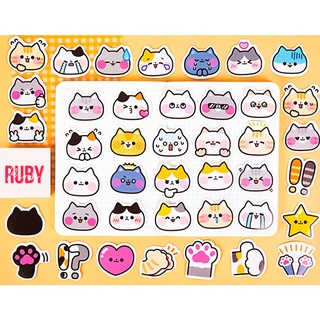 Set 34 sticker Mặt Mèo