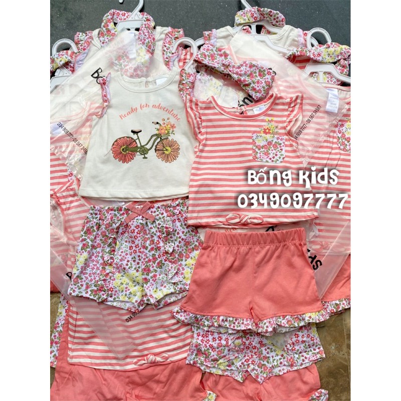 Set 2 Bộ Bé Gái Xe Đạp Cam