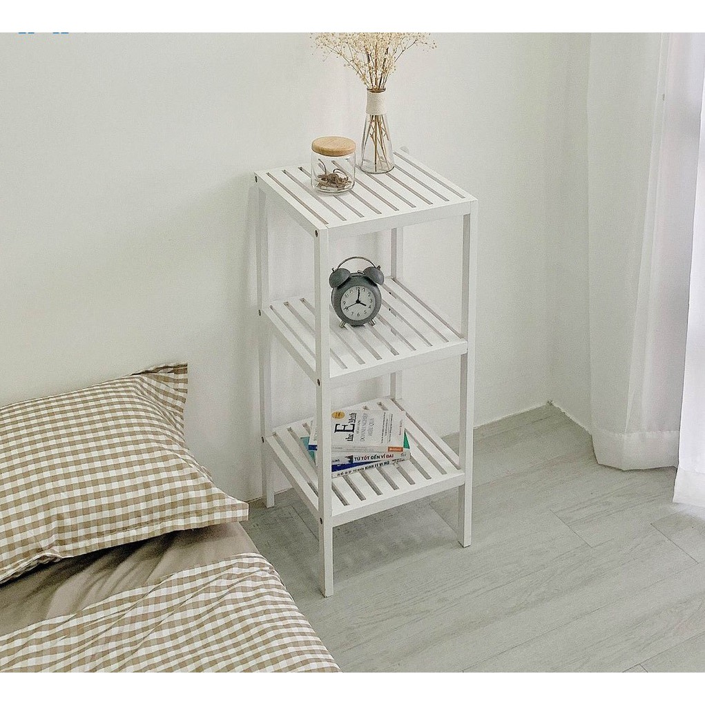 KỆ VUÔNG TRẮNG 3 TẦNG - KỆ GỖ ĐA NĂNG TRẮNG 3 TẦNG - SHELF 3F - WHITE