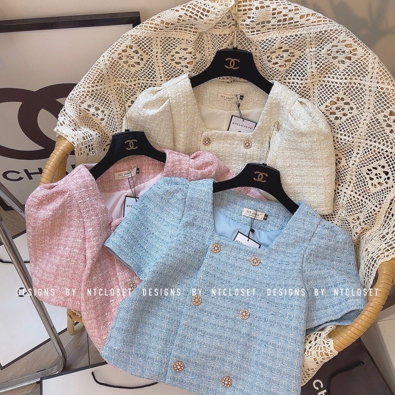 Áo dạ tweet cổ vuông NT closet