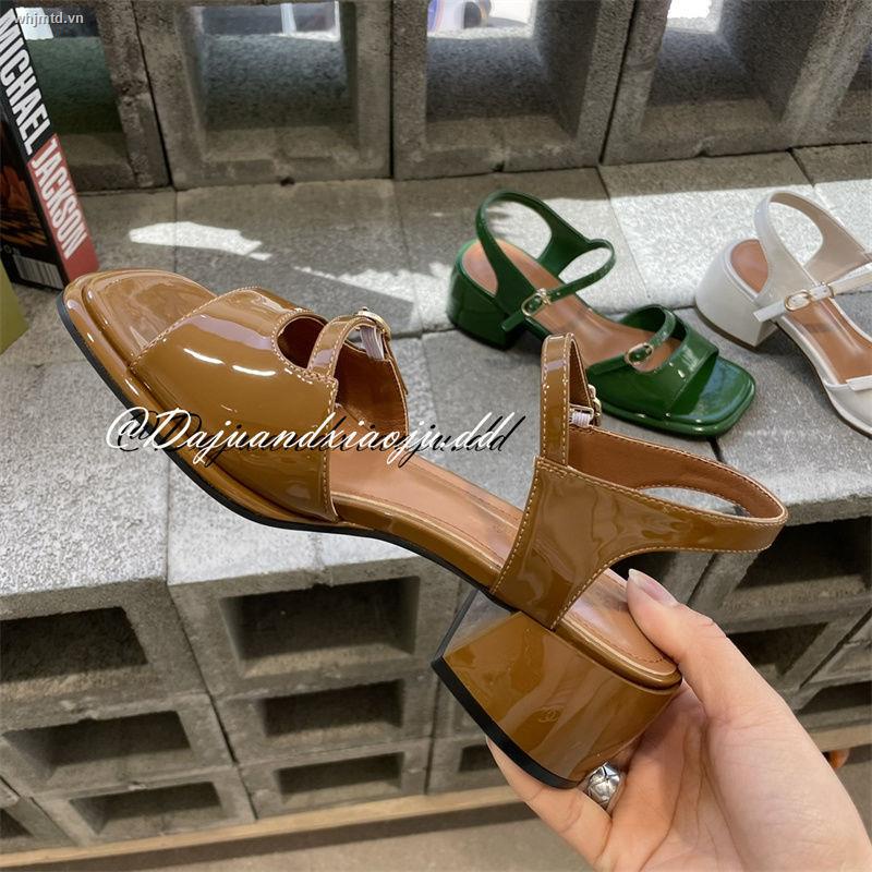 Sandal Hở Ngón Gót Dày Phong Cách Châu Âu Retro Thời Trang Mùa Hè 2022 Mới