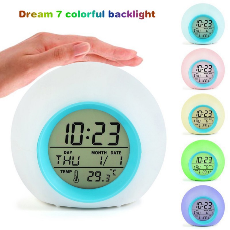 Đồng hồ báo thức dáng tròn phối màu gradient
