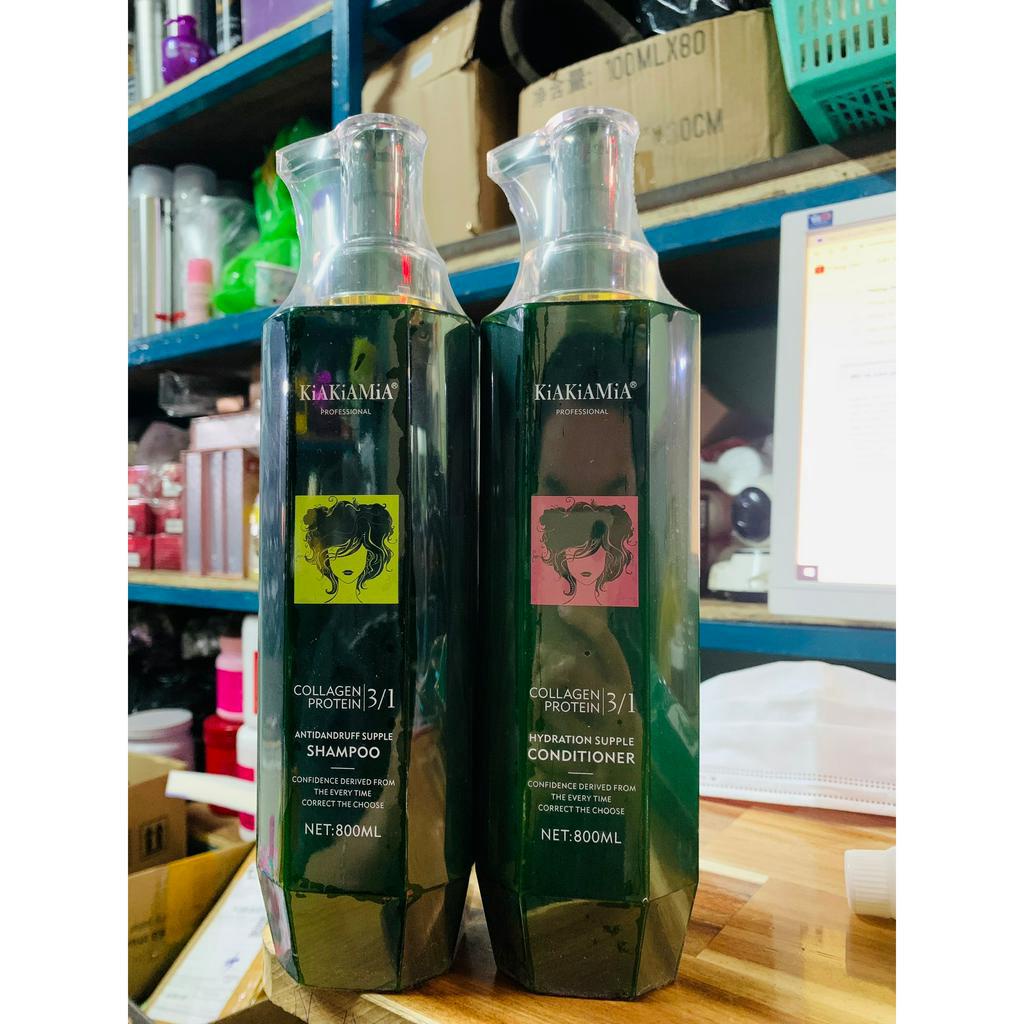 Bộ Dầu Gội + Xả Collagen Protein KiaKiaMia Siêu Mượt Phục Hồi Tóc 800ML