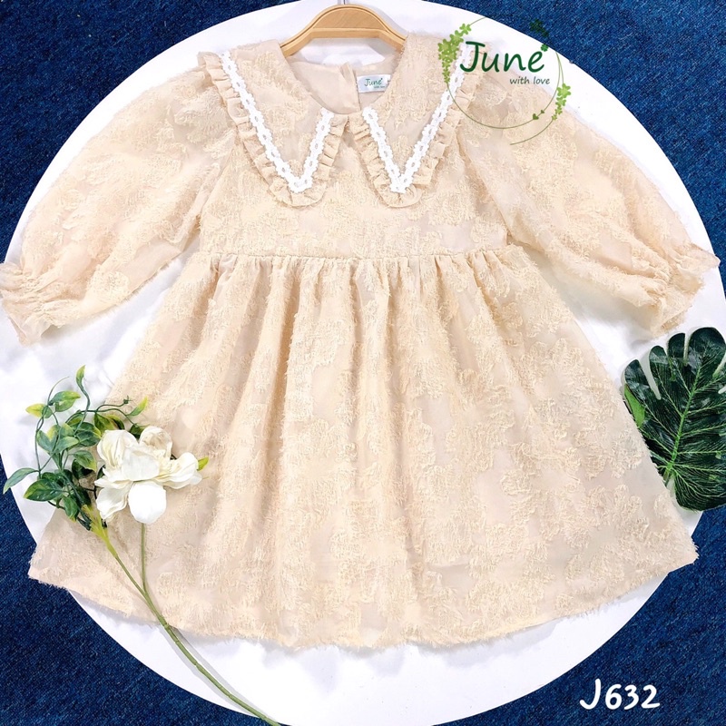 Váy tơ dài tay oli river size 2y-8y