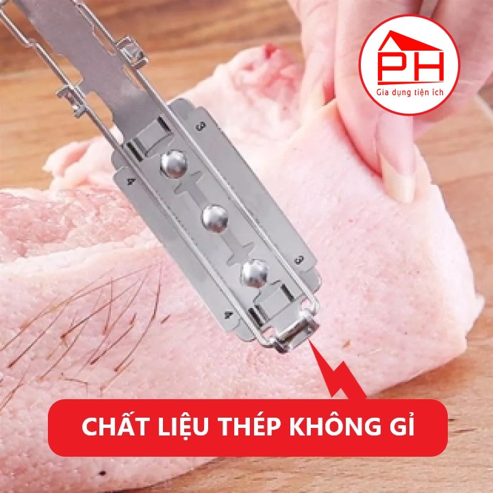 Dụng cụ CẠO LÔNG HEO INOX siêu bền làm sạch lông lơn chân giò gia súc gia cầm dễ dàng tiện lợi - Gia dụng Phước Hòa