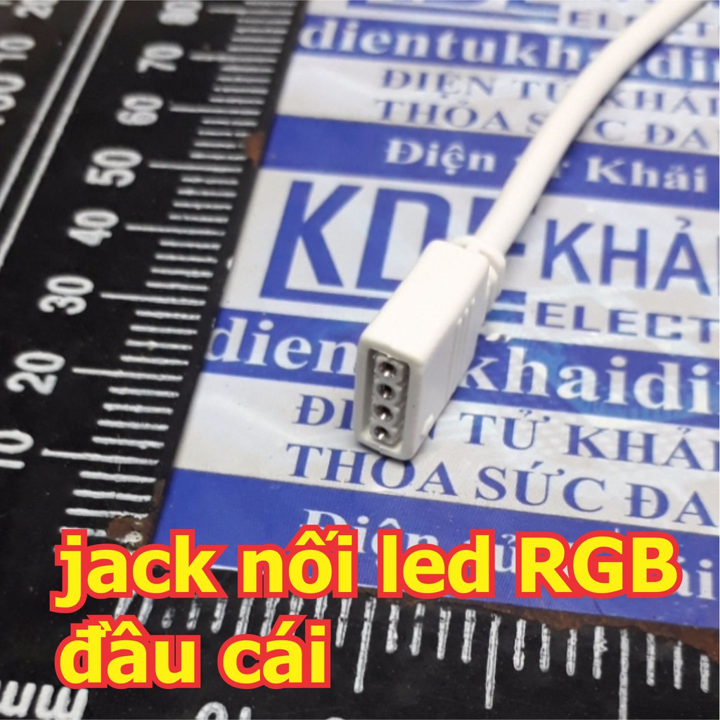 5 Dây jack DC jack nối LED RGB màu trắng bấm dây 1 đầu đực / đầu cái 4P kde2671