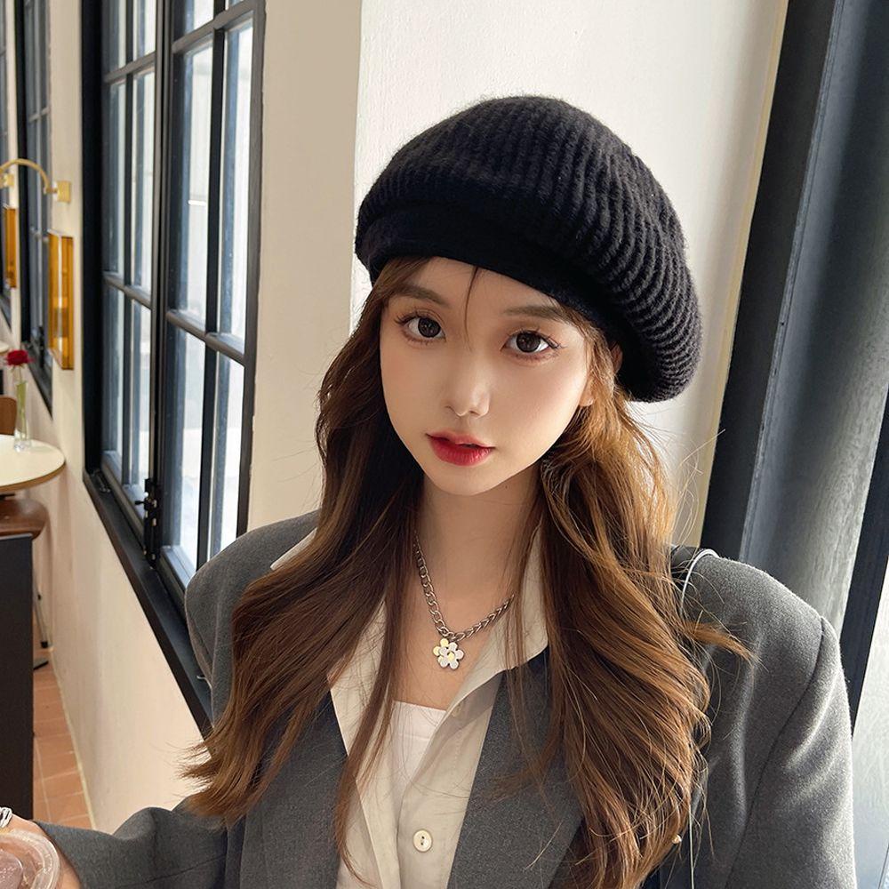 Mũ Nồi Dệt Kim Mềm Mại Co Giãn Phong Cách Nhật Bản Thời Trang Mùa Đông Cho Nữ