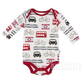 Mu♫-Toddler Baby Boy Girls Long Sleeve Car Bicycle Print Romper Jumpsuit Bodysuit