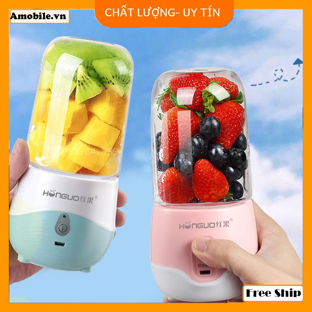 [Free Ship ] Máy xay sinh tố 6 lưỡi dao CAO CẤP/ Máy say sinh tố cầm tay mini 300ml/Xay cực nhanh bền đẹp Amobile