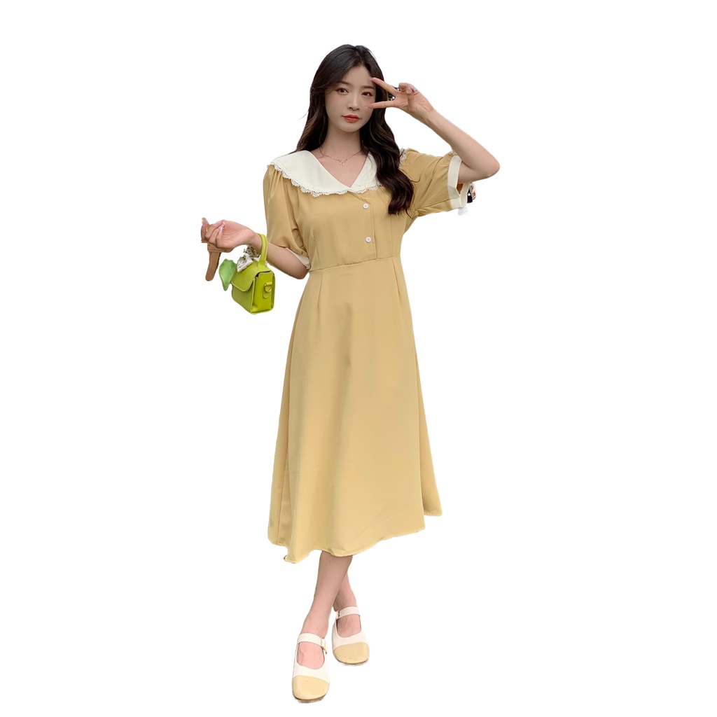 Đầm Phối Bèo Thời Trang Hàn Quốc Dành Cho Nữ