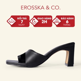 Dép cao gót Erosska mũi vuông kiểu dáng xỏ ngón cao 7cm màu đen - EB027