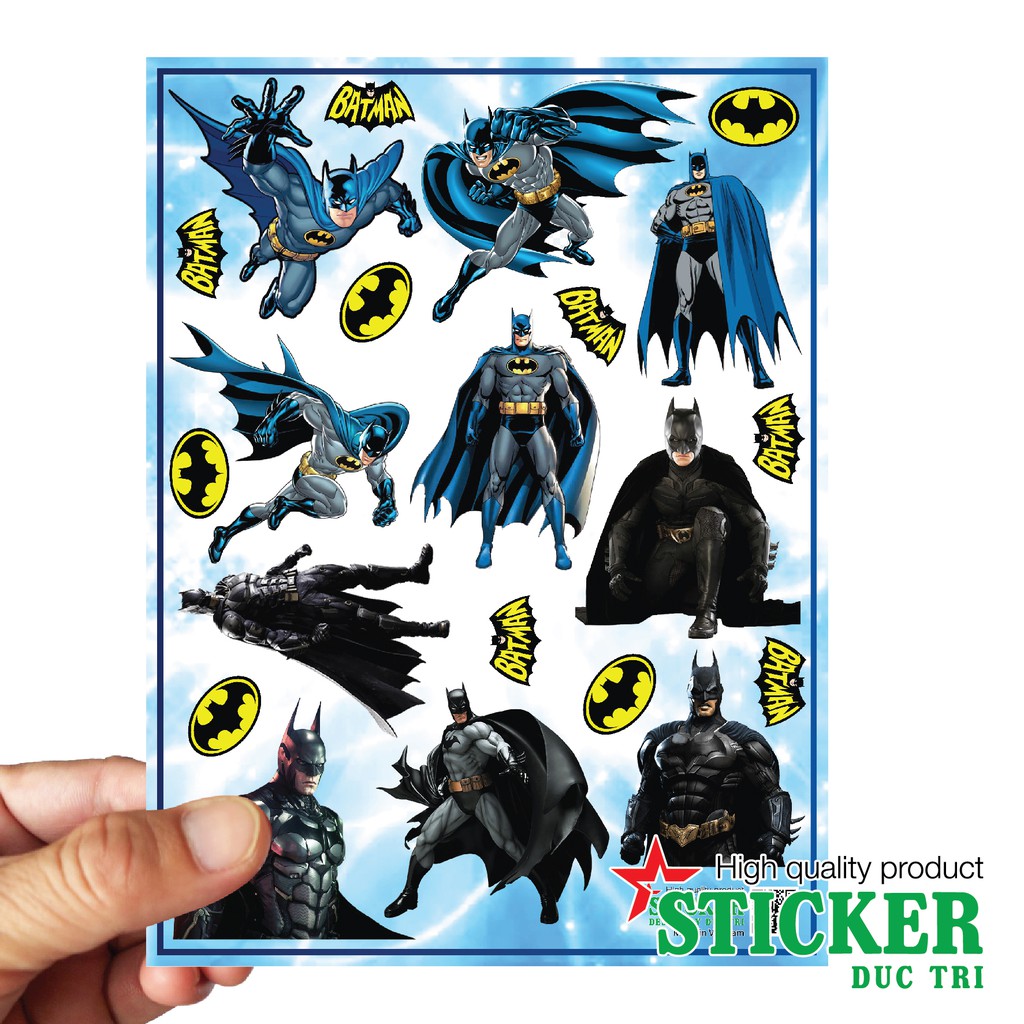 Bộ Sticker BATMAN, Miếng dán được cắt sẳn có màng bảo vệ chống nước chống trầy. Dùng dán trang trí lên điện thoại, nón b