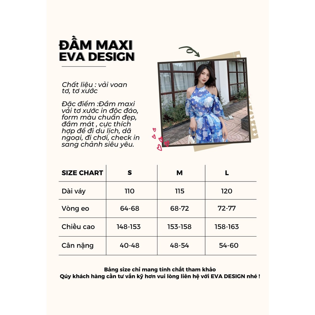 Đầm maxi dài cổ yếm hở vai váy nữ vải tơ hoạ tiết bầu trời in thiết kế mặc đi chơi du lịch biển nghỉ mát resort dự tiệc