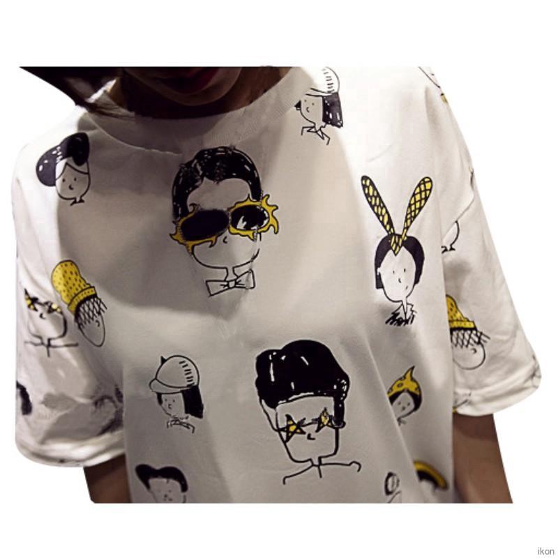 Áo thun cổ tròn tay ngắn in họa tiết hoạt hình thời trang mùa hè dành cho nữ