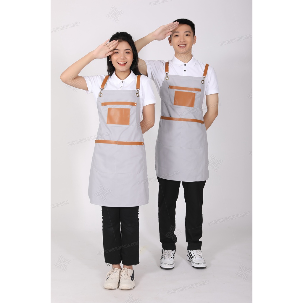 Tạp dề đẹp kaki cao cấp - Tạp dề pha chế Tạp dề cafe Tạp dề phục vụ phong cách Hàn Quốc