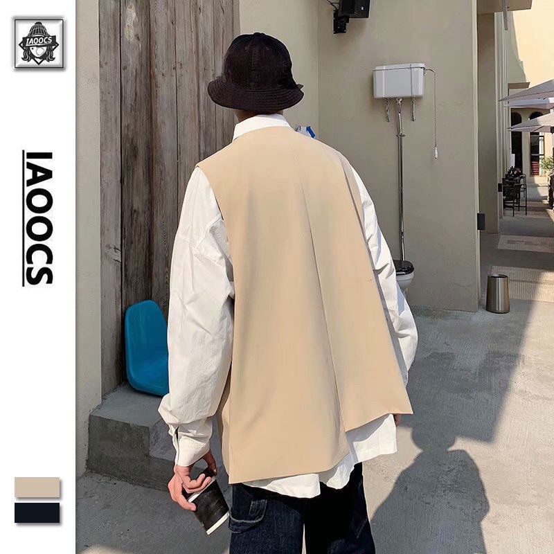 _Áo khoác gile khuy cài unisex