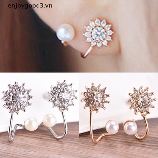 //Enjoy shopping // 1Pair Pearl Rhinestone Ear Stud Earrings Crystal Ear Clip Jewelry Lady Elegant .