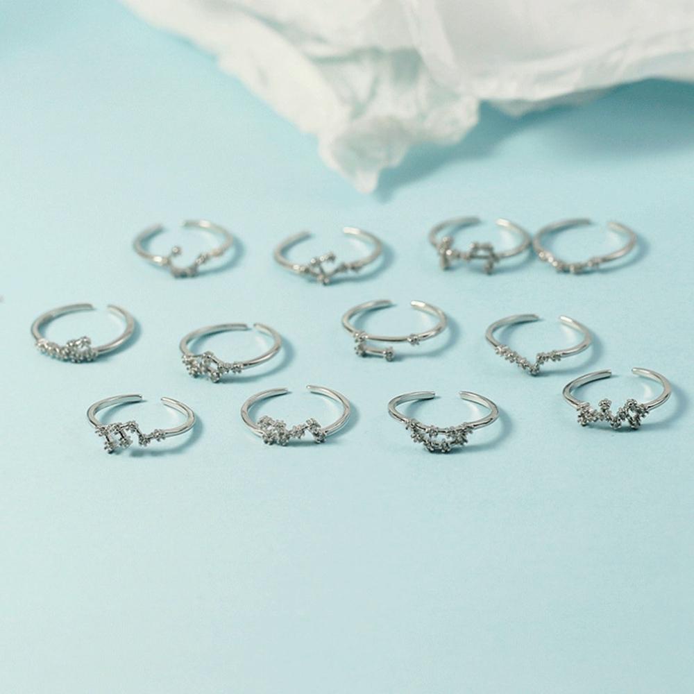 QQMALL Nhẫn Đồng 12 Cung Hoàng Đạo Màu Sắc Đơn Giản Thanh Lịch Làm Quà Tặng