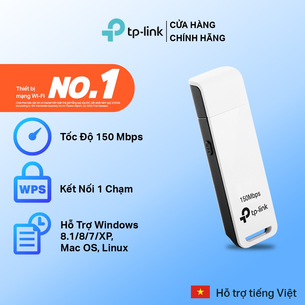 USB thu wifi TP-Link Chuẩn N 150Mbps TL-WN727N Hãng phân phối chính thức