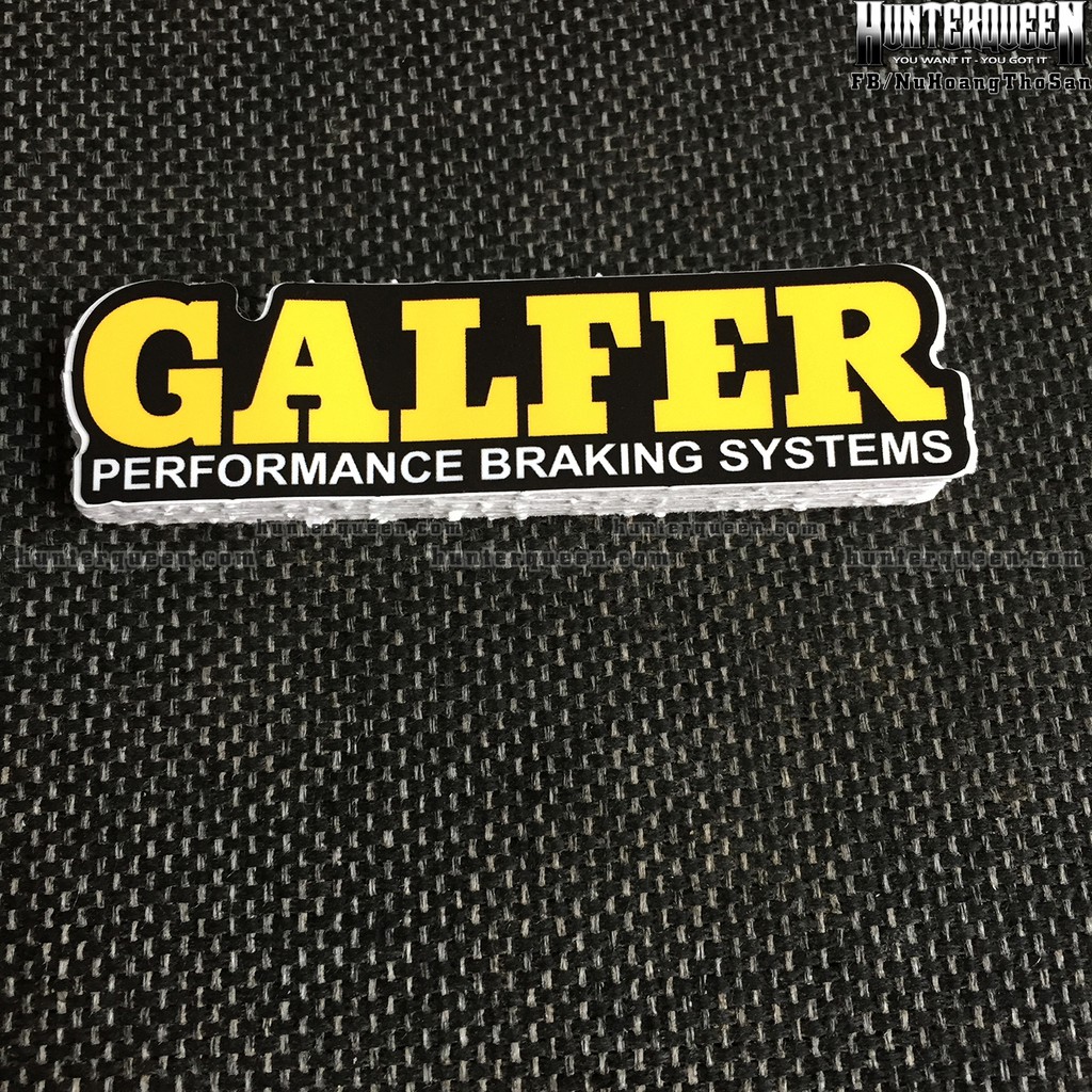 GALFER[9.7x2.4cm] decal cao cấp chống nước, sắc nét, bền màu, dính chặt. Hình dán logo trang trí mọi nơi, in theo yêu cầ