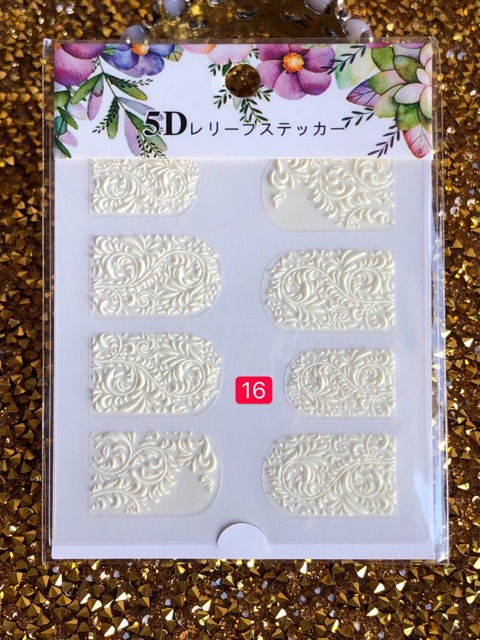 Sticker hoa nổi 5d trang trí móng tay