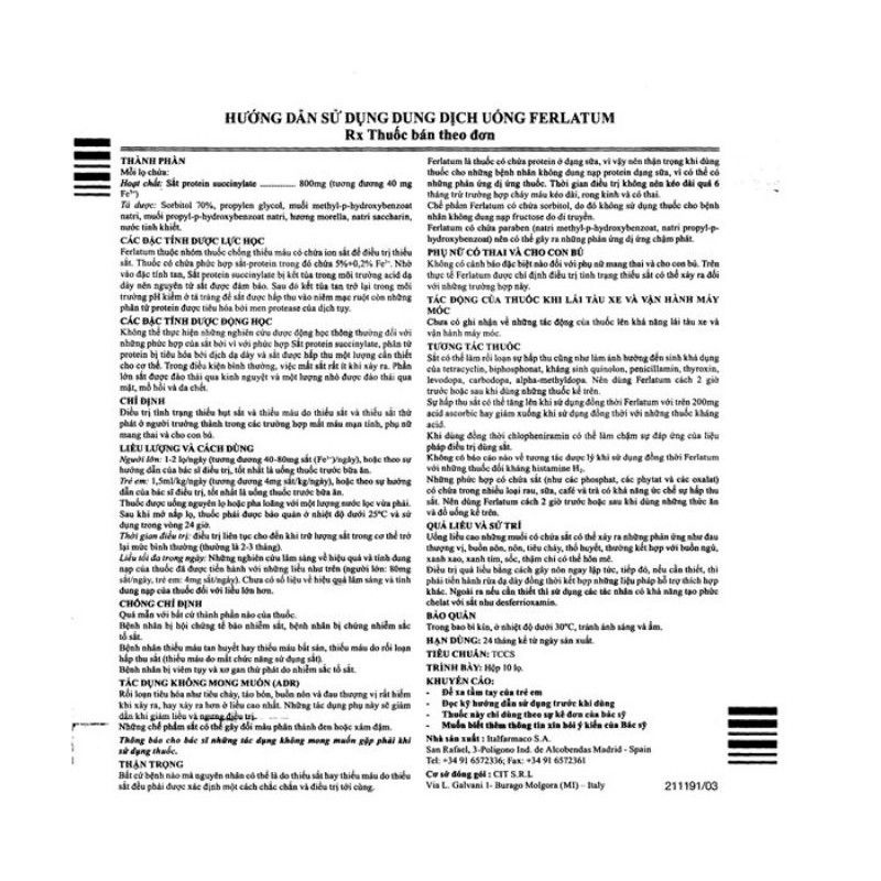 Dung dịch uống bổ sung sắt felatum | Thế Giới Skin Care