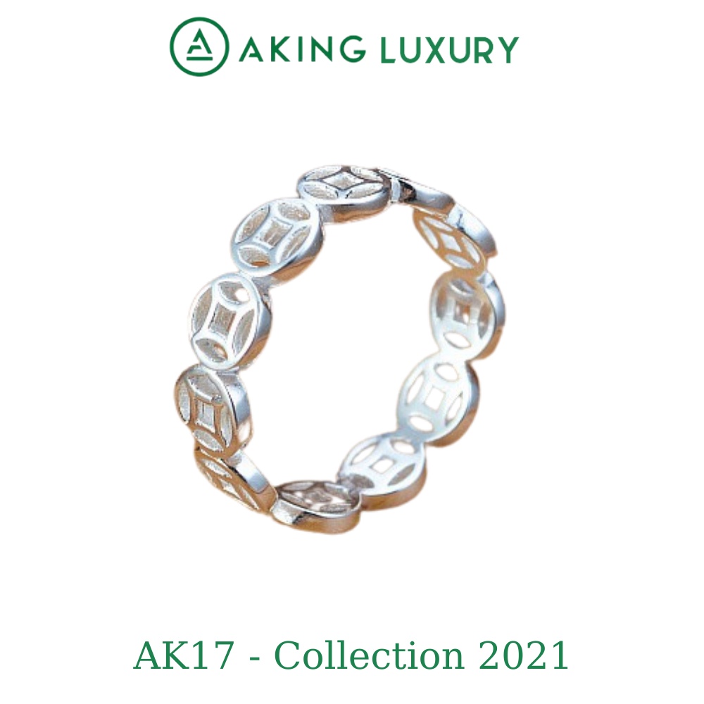 Nhẫn bạc AKING LUXURY AK17 cao cấp, nhẫn bạc nữ kim tiền mang đến sự tài lộc, phong thủy. Bộ sưu tập nhẫn trơn 2021