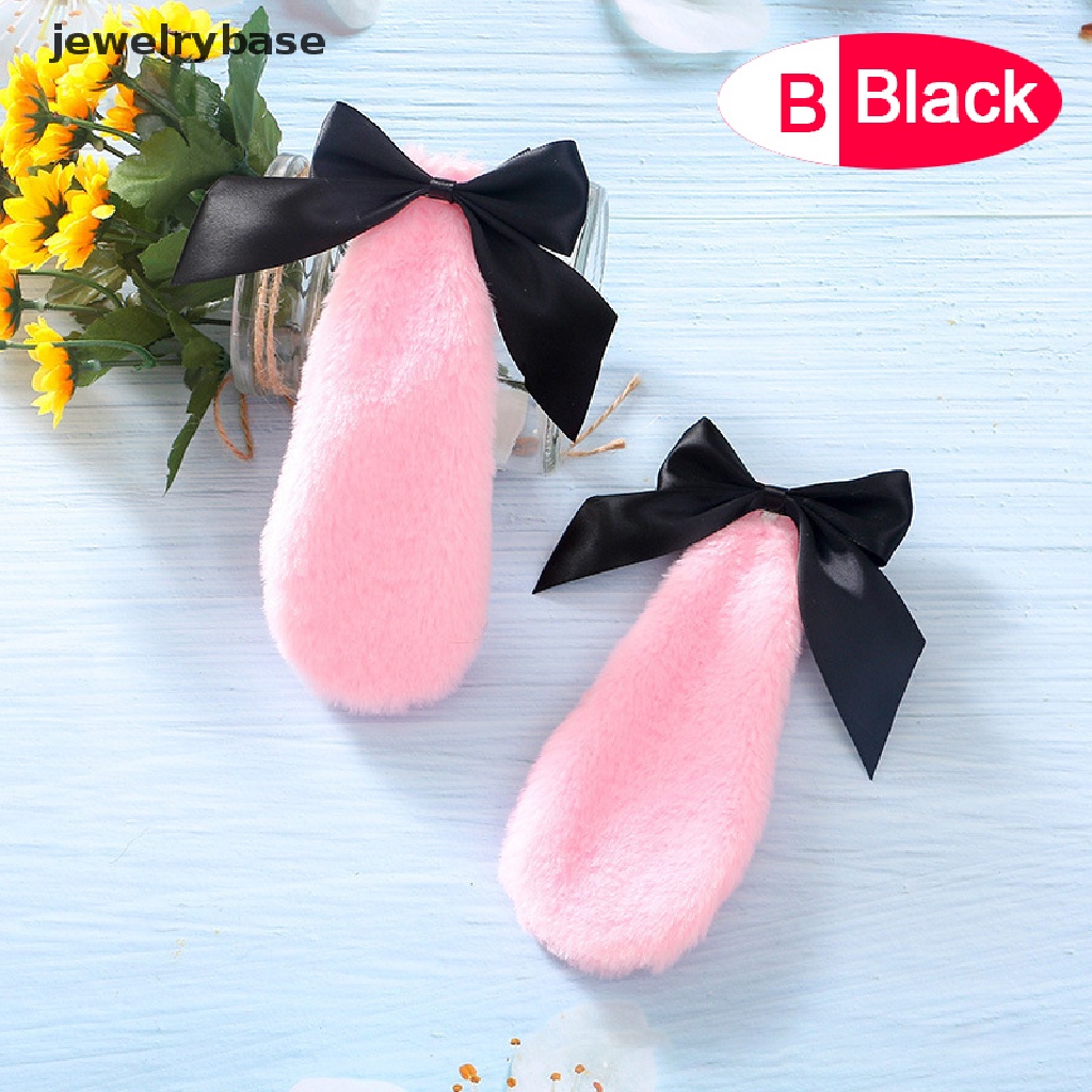 Kẹp tóc tai thỏ bông đính nơ kiểu lolita xinh xắn