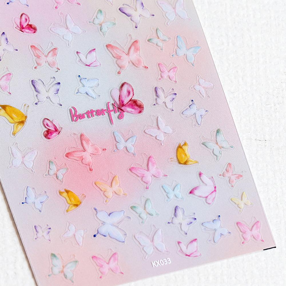 OCEANMAP Miếng Dán Trang Trí Móng Tay 5D Siêu Mỏng Thiết Kế Hình Bướm Phong Cách Nhật Bản