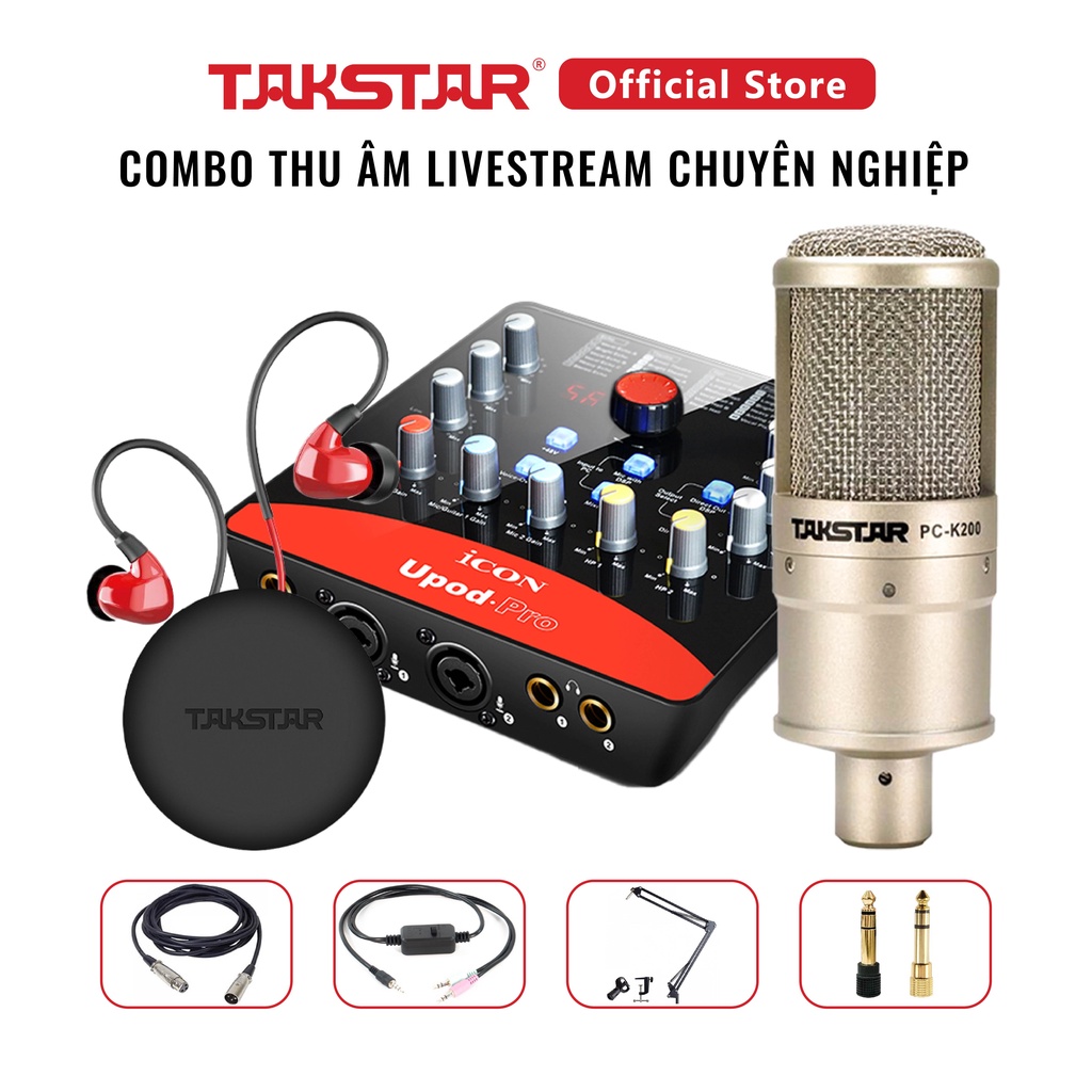 Combo livestream thu âm TAKSTAR Mic PC K200, Soundcard Icon Upod Pro, Tai nghe TS2260 [BH 1 NĂM]