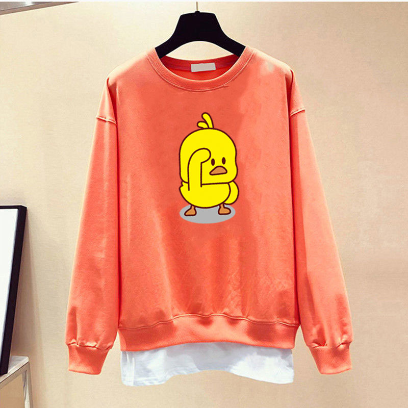 Áo Sweater Cotton Tay Dài Cổ Tròn In Hình Vịt Vàng Hoạt Hình 4 Màu Tùy Chọn Phong Cách Hàn Quốc Thời Trang Cho Nữ