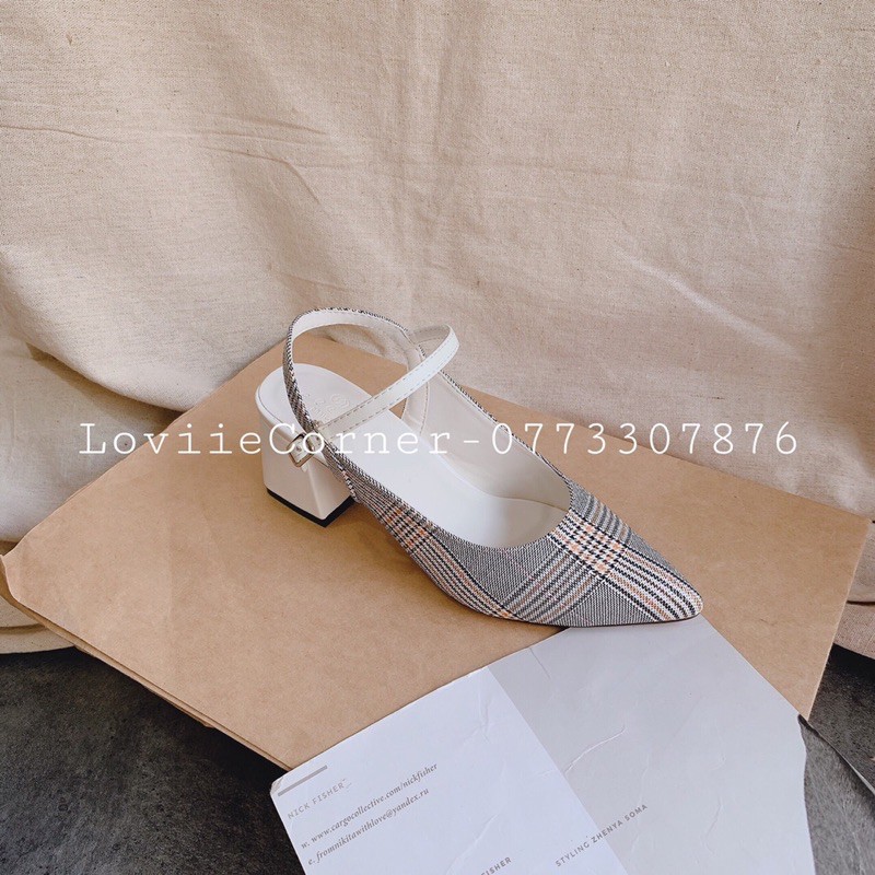 GIÀY CAO GÓT LOVIIECORNER ĐẾ VUÔNG - SỤC GUỐC MŨI NHỌN DA RẮN GÓT ĐỒNG THỜI TRANG G201072