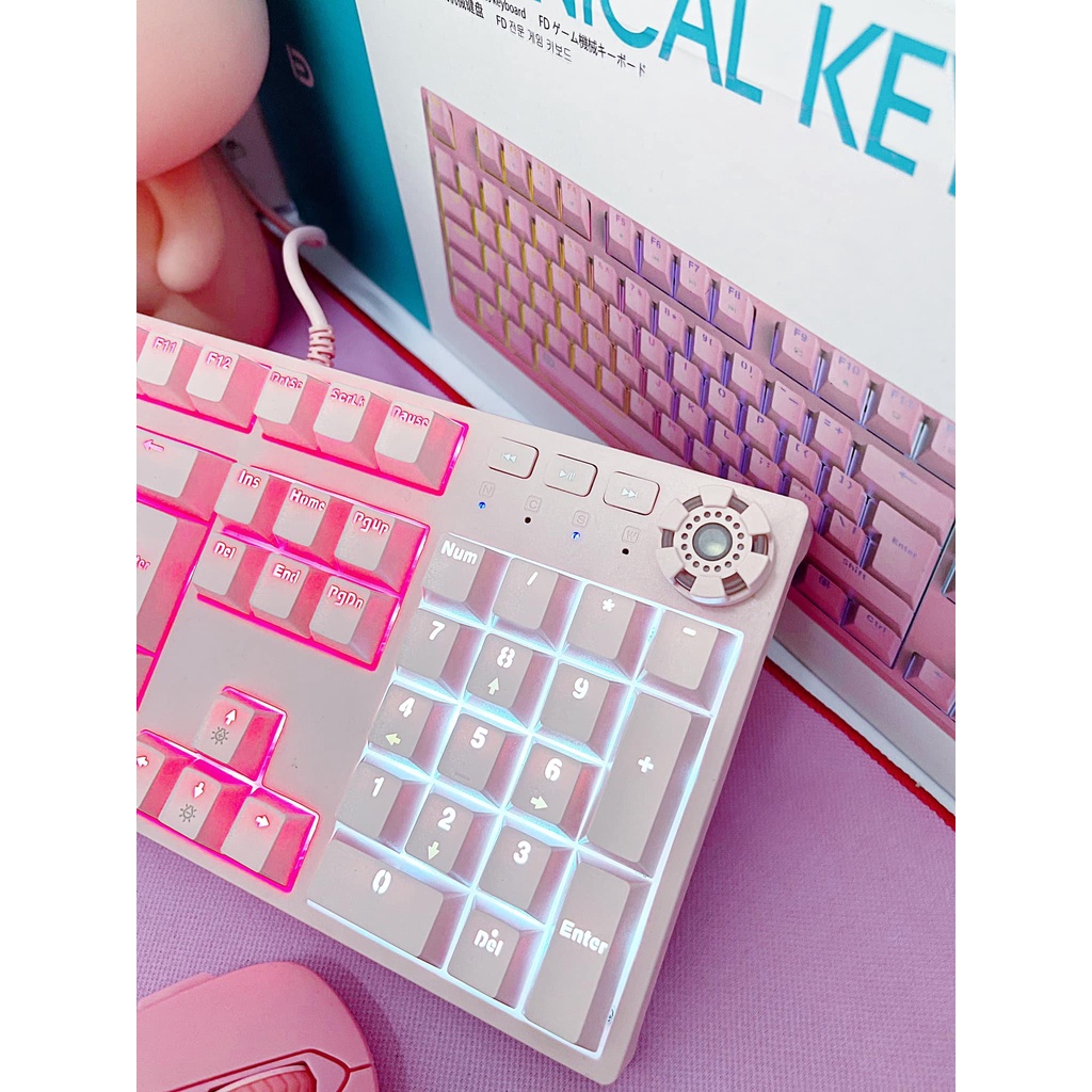 SIEU KHUYẾN MẠI Bàn phím cơ màu hồng 𝐅𝐃 𝐈𝐊𝟔𝟏𝟗