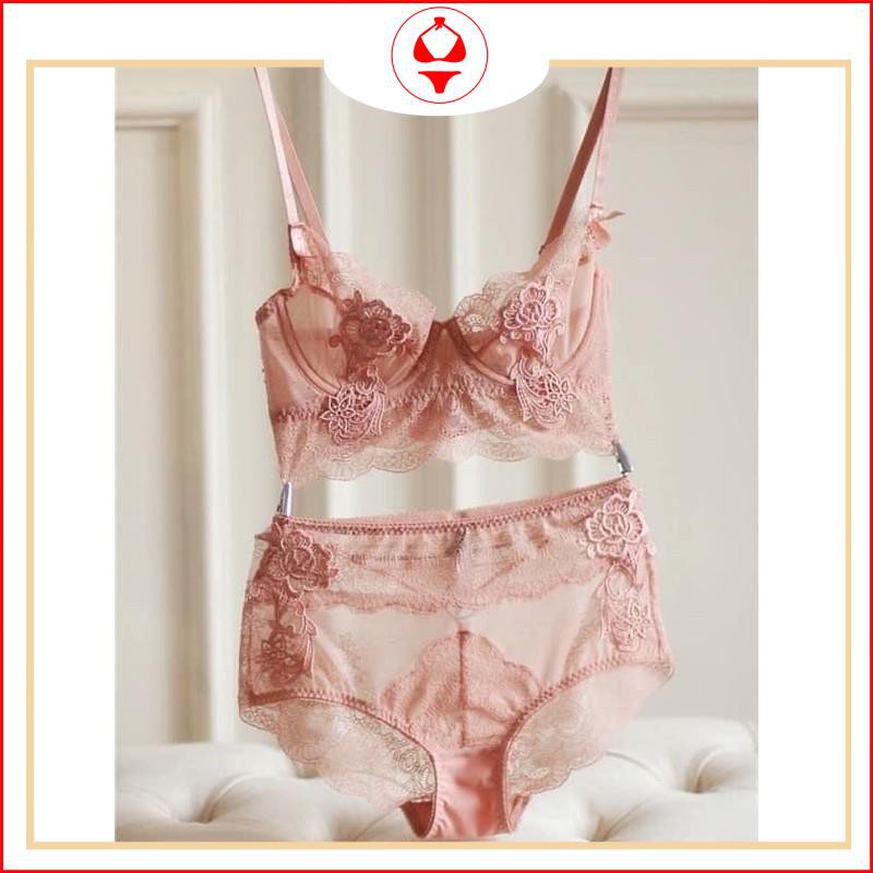 BỘ ĐỒ LÓT 🔥 FREESHIP 🔥 set đồ lót charm hoa hồng có gọng không mút đệm,ôm ngực nâng ngực cực đỉnh. | BigBuy360 - bigbuy360.vn