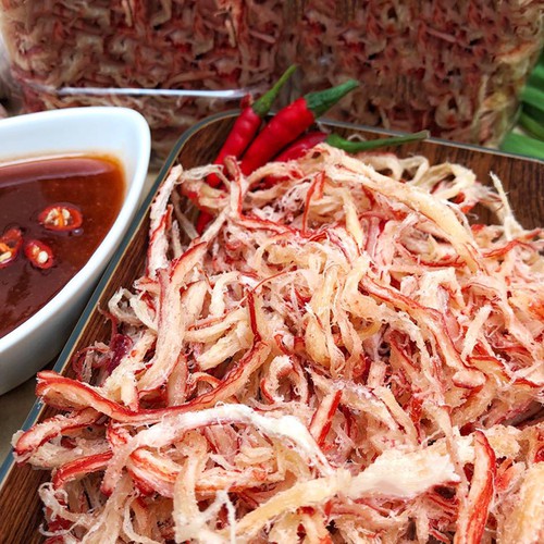 300g 🔥 Mực xé sợi hấp nước dừa siêu ngon, mực tươi 100%, ăn vặt an giang, ăn vặt long xuyên