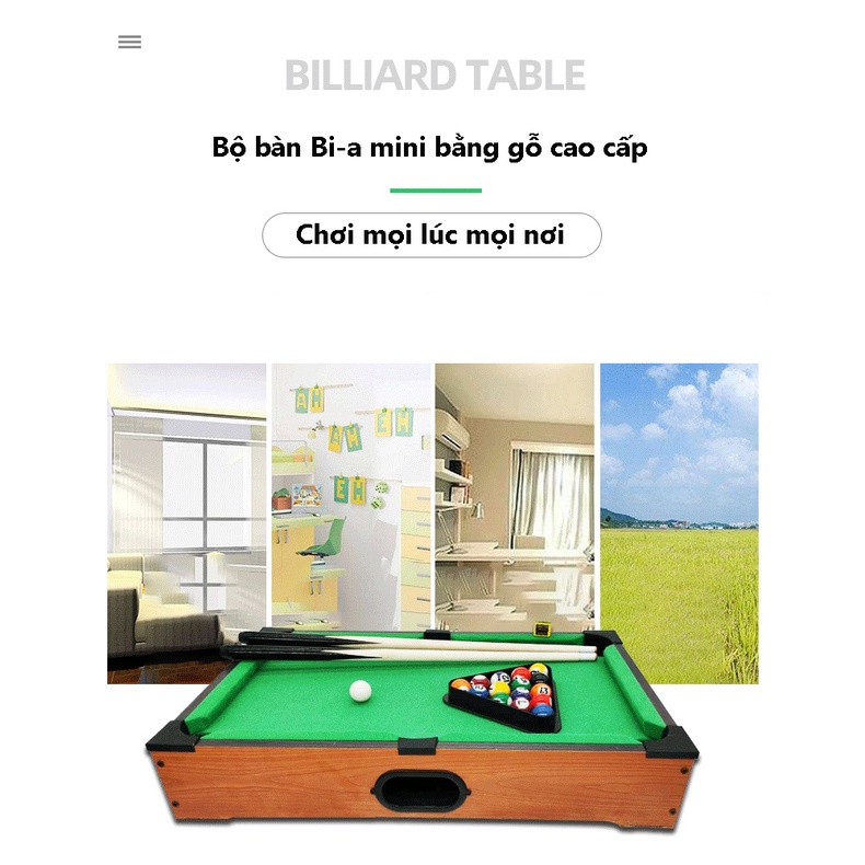 Bàn Bi - a Mini Cho Trẻ Em - Bàn Bida Mini - Kích Thước 51x31x10cm - Có Chân Đứng - Hàng Bằng Gỗ Cao Cấp