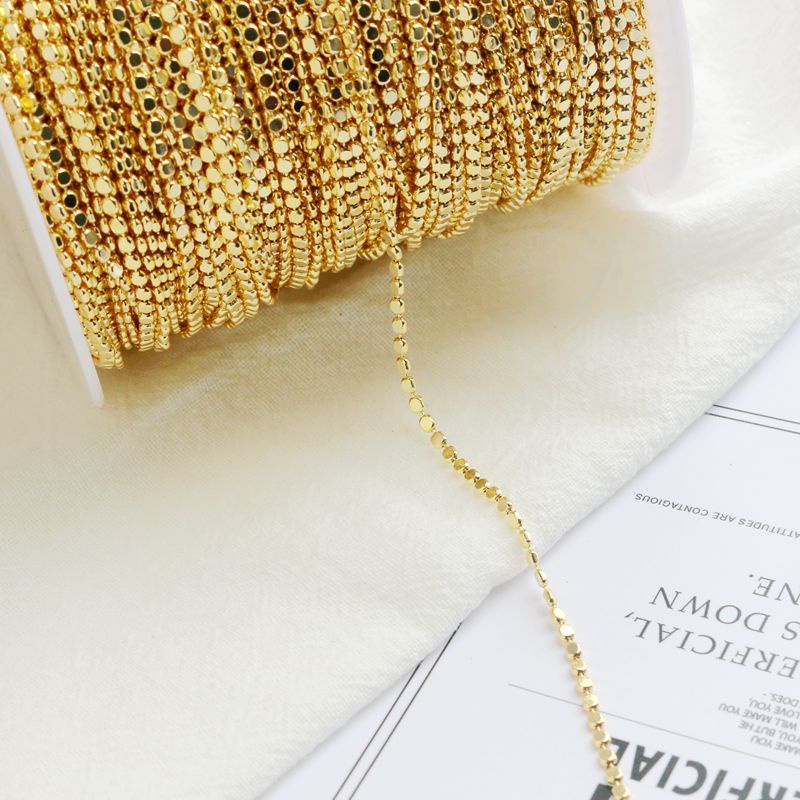 Chuỗi Hạt Hình Chữ Nhật Màu Vàng Đồng 1m 14K 2.0mm diy