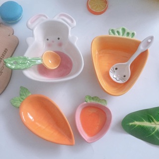 Bát sứ ăn dặm cho bé hình Thỏ, Cà Rốt