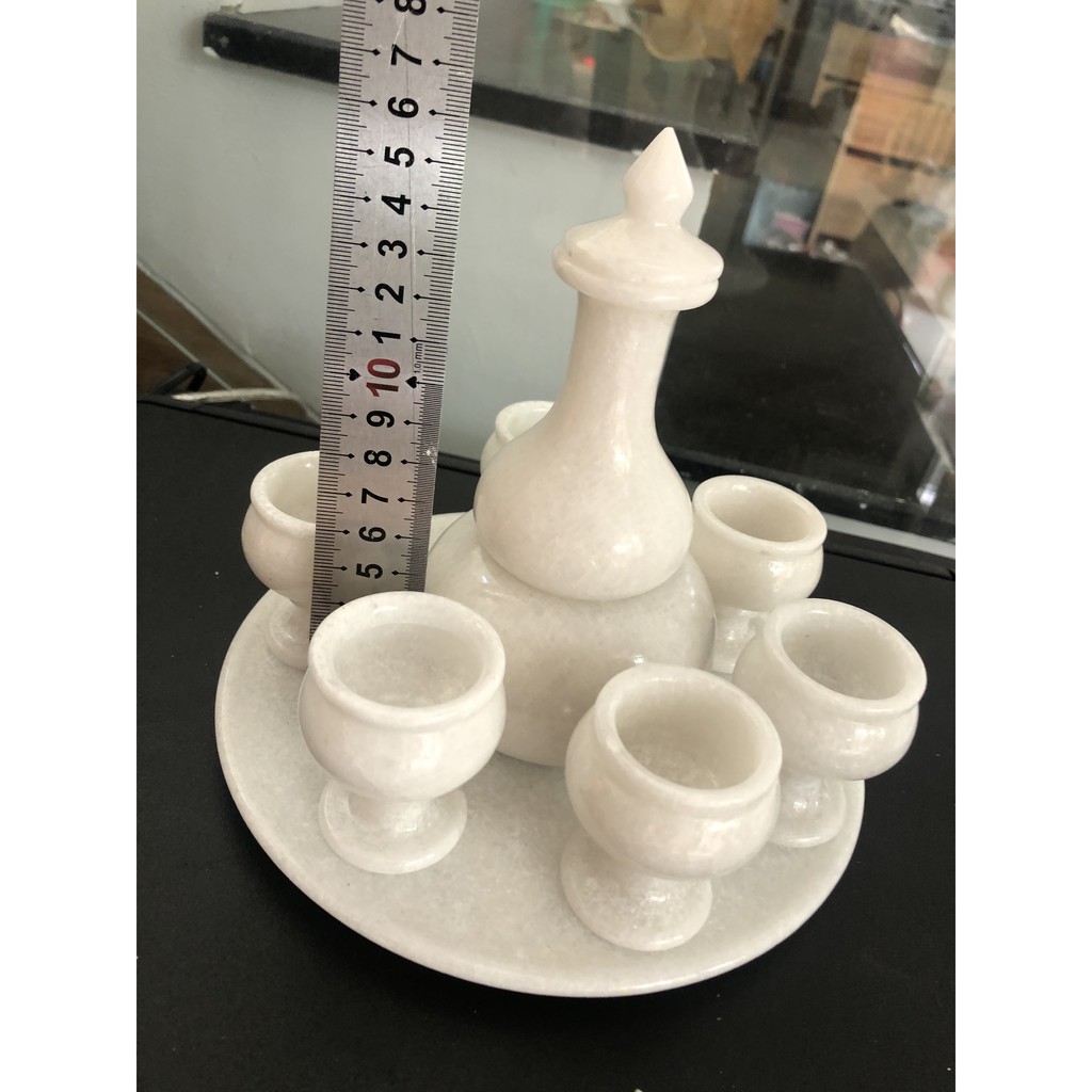 Bộ ấm trà đá non nước màu trắng HANMYNGHE