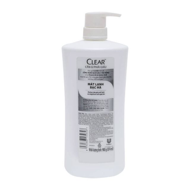 Dầu gội Clear mát lạnh bạc hà 880g