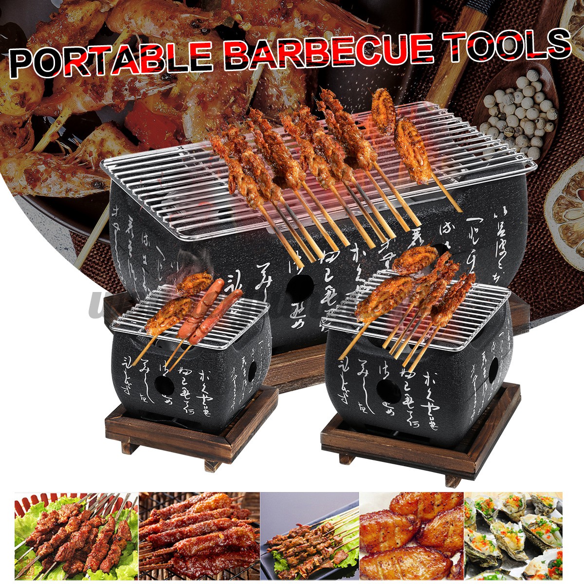 Bếp than nướng thịt BBQ kiểu Nhật Bản bằng hợp kim nhôm dễ sử dụng